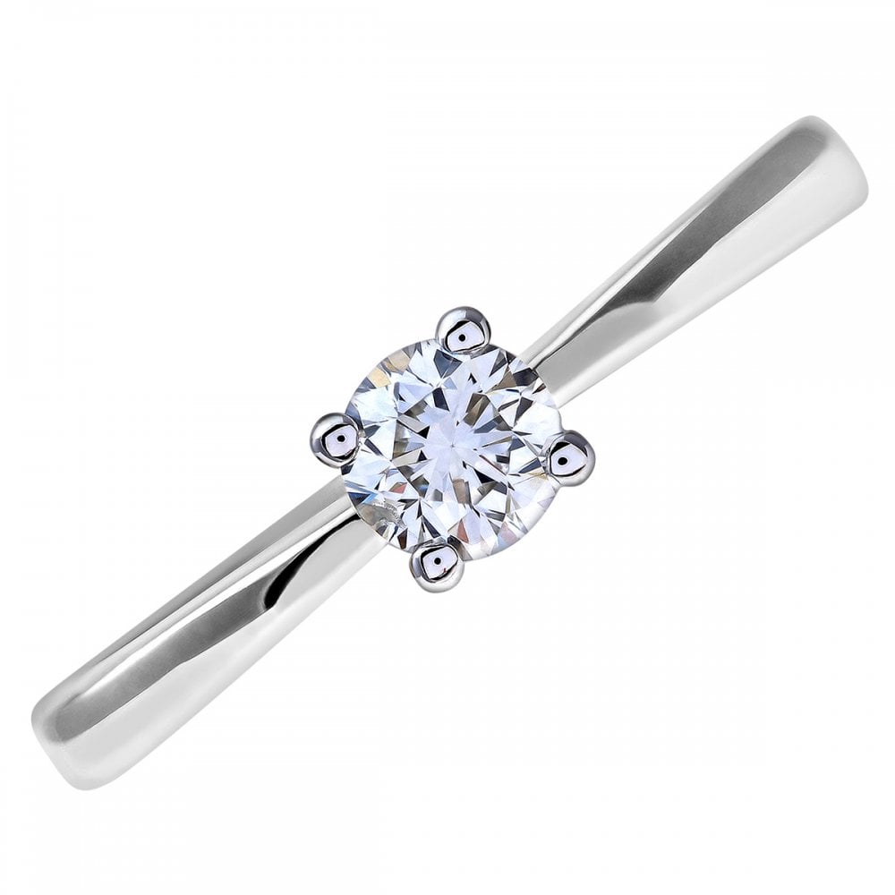 SPARKLD 18ct White Gold Solitaire Engagement Ring, IJ/I Certified 0.33ct  Round Brilliant Diamond