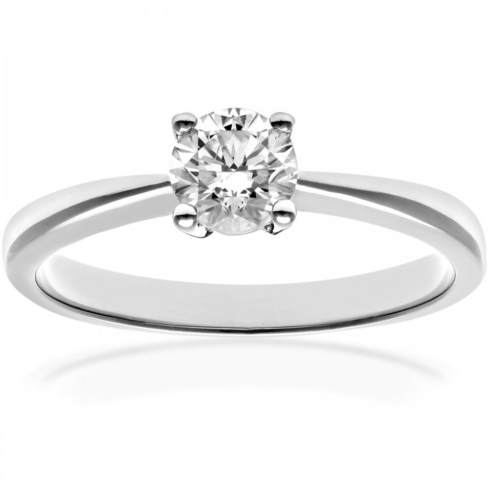 SPARKLD Round Brilliant 0.50ct Diamond Platinum Solitaire Engagement Ring, IJ/I Certified