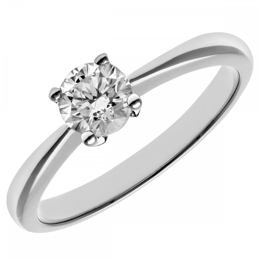 SPARKLD Round Brilliant 0.50ct Diamond Platinum Solitaire Engagement Ring, IJ/I Certified