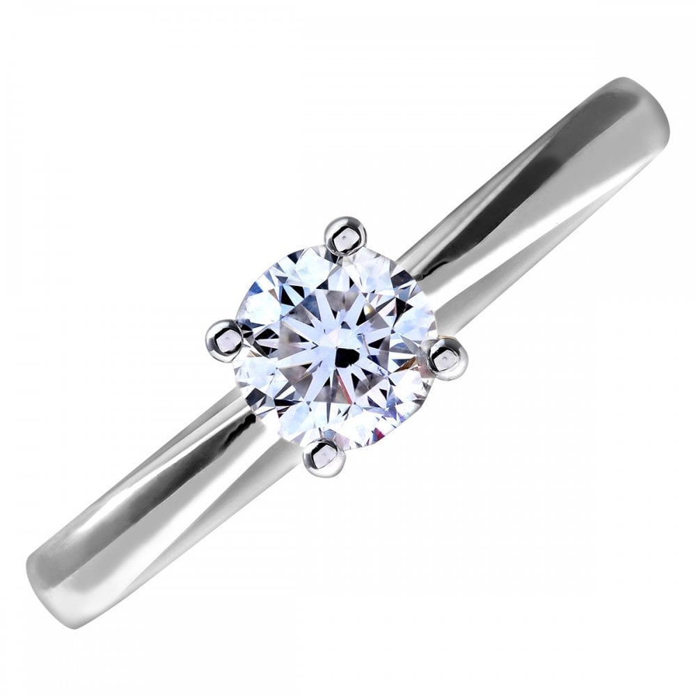 SPARKLD Round Brilliant 0.50ct Diamond Platinum Solitaire Engagement Ring, IJ/I Certified