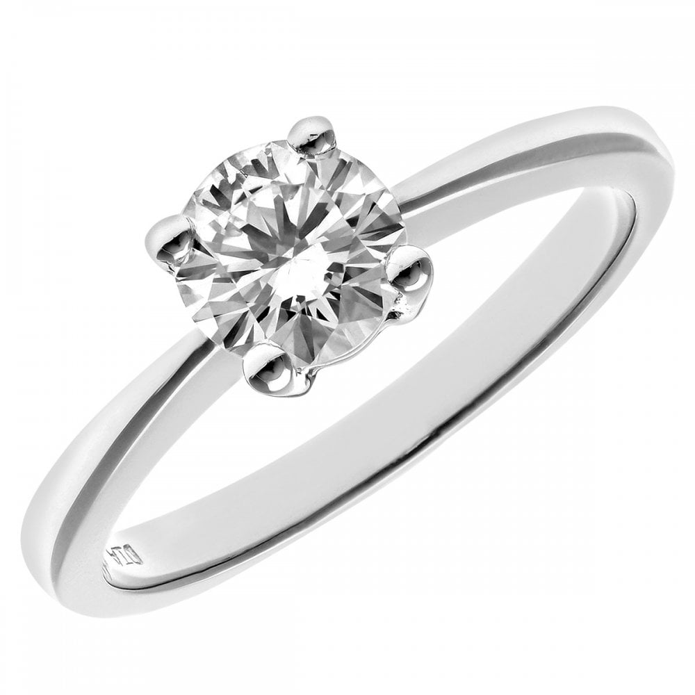 SPARKLD Platinum Solitaire Engagement Ring, H/SI Certified 0.75Diamond, Round Brilliant