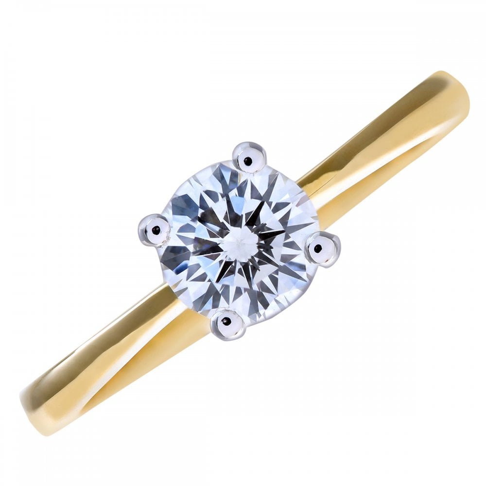 SPARKLD 18ct Yellow Gold Solitaire Engagement Ring, H/SI Certified 0.75ct Diamond, Round Brilliant