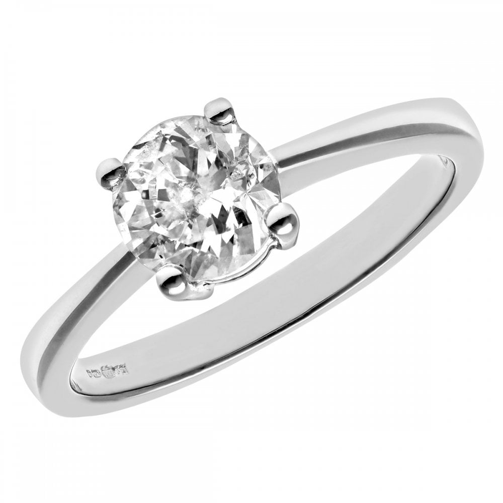 SPARKLD 18ct White Gold Solitaire Engagement Ring, H/SI Certified 1.00ct Round Brilliant Diamond