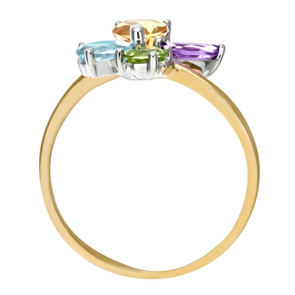 SPARKLD 9ct Yellow Gold Multi Gem Stone Dress Ring