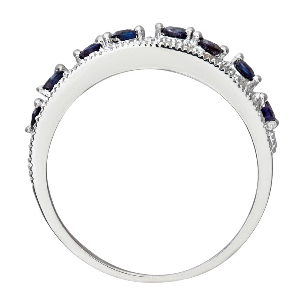 SPARKLD 9ct White Gold Fancy Sapphire and 0.15ct Diamond Ring