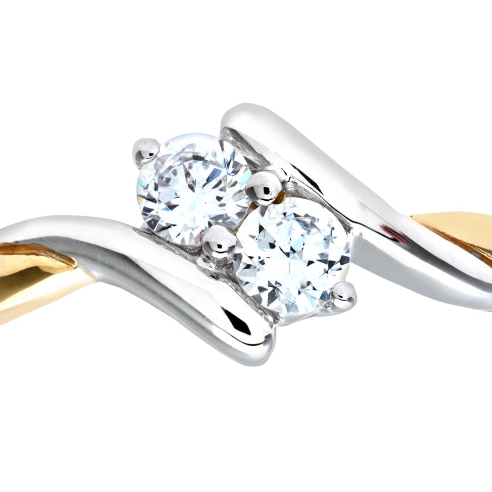 SPARKLD 9ct Yellow Gold and Rhodium Plated Cublic Zirconia Ring