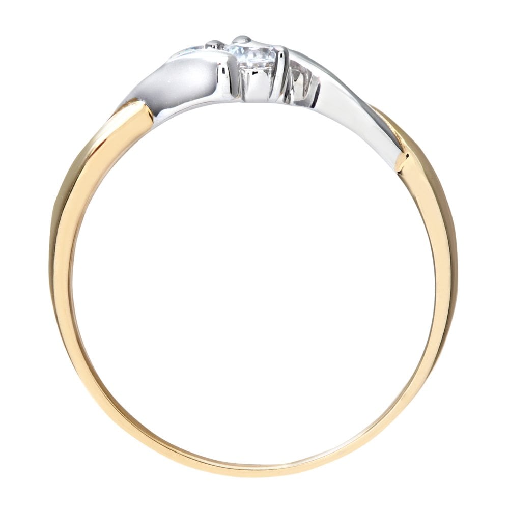 SPARKLD 9ct Yellow Gold and Rhodium Plated Cublic Zirconia Ring