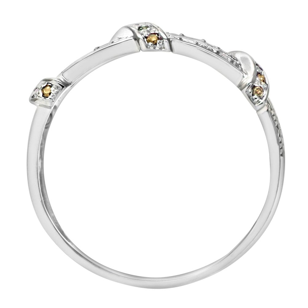 SPARKLD 9ct White Gold Orange 0.04ct Diamond Twist Ribbon Eternity Ring