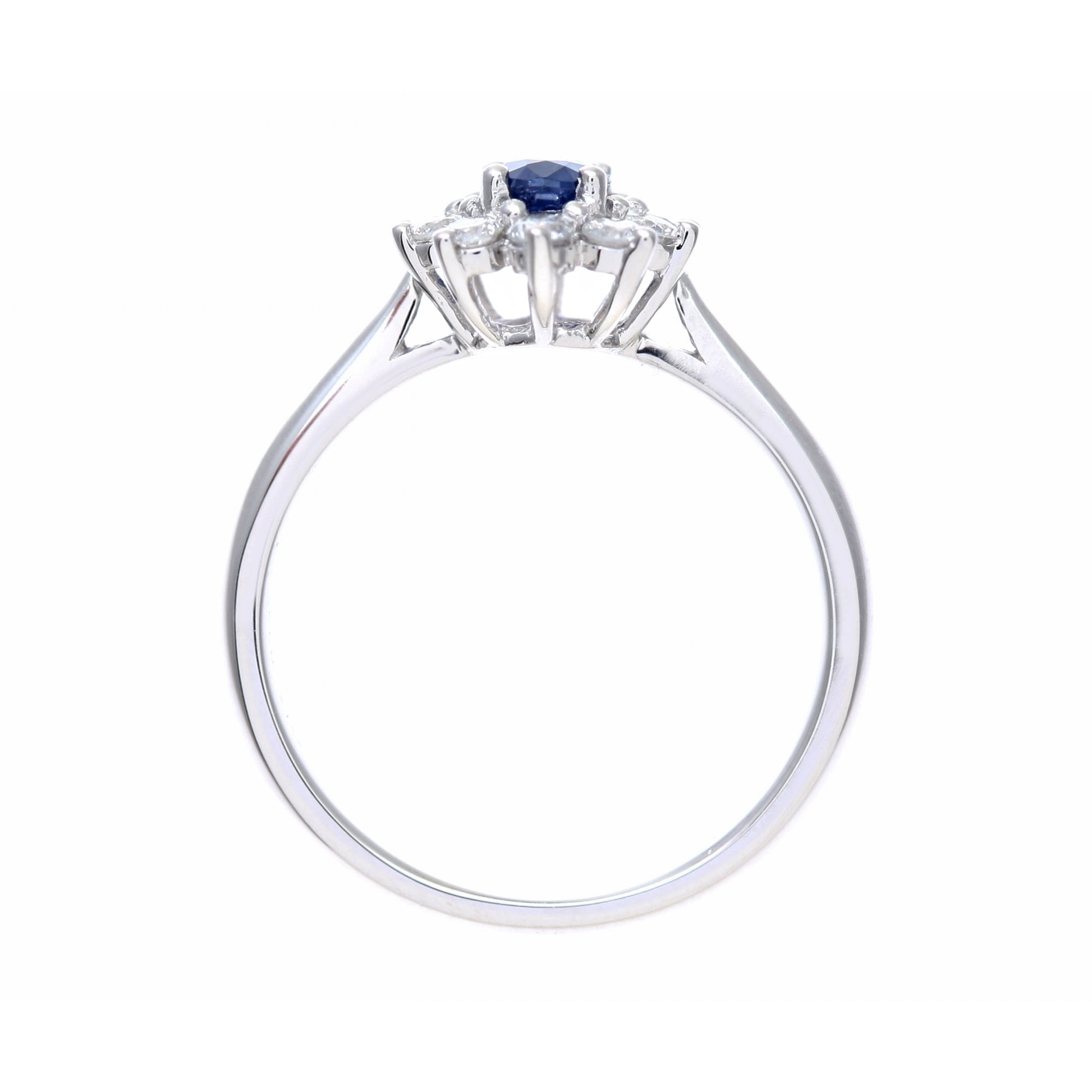 SPARKLD 18ct White Gold 0.33ct Diamond Cluster and Sapphire Ring