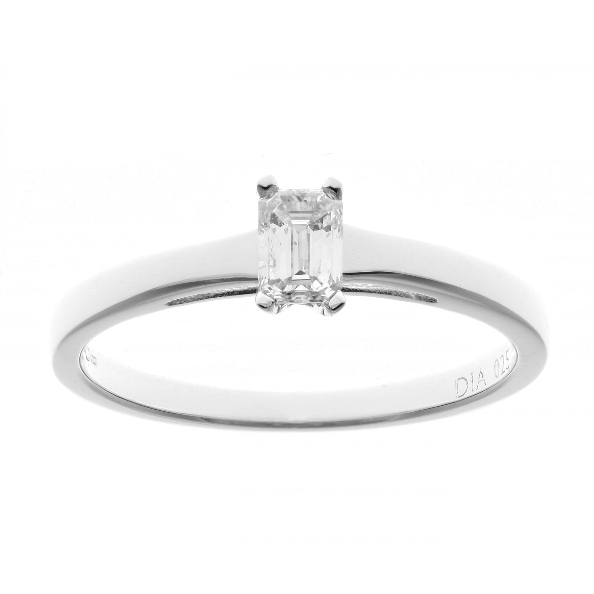 SPARKLD 18ct White Gold J/I1 Certified Princess Cut 0.25ct Diamond Solitaire Engagement Ring