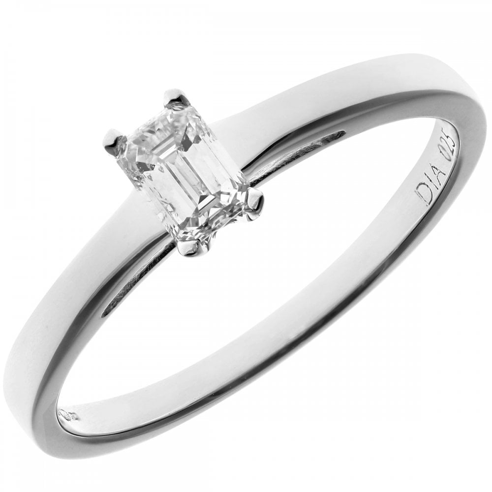 SPARKLD 18ct White Gold J/I1 Certified Princess Cut 0.25ct Diamond Solitaire Engagement Ring