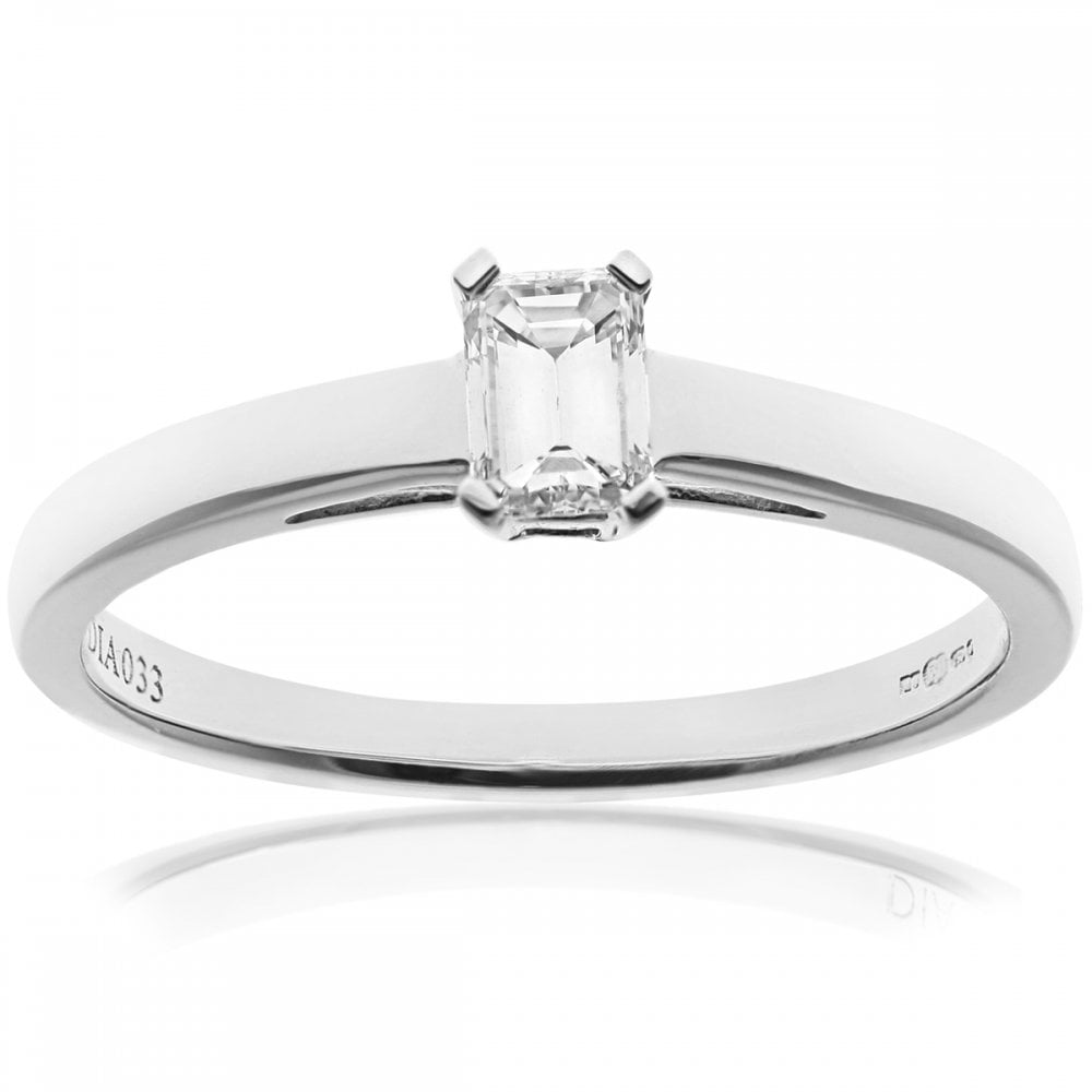 SPARKLD 18ct White Gold J/I1 Certified Princess Cut 0.33ct Diamond Solitaire Engagement Ring