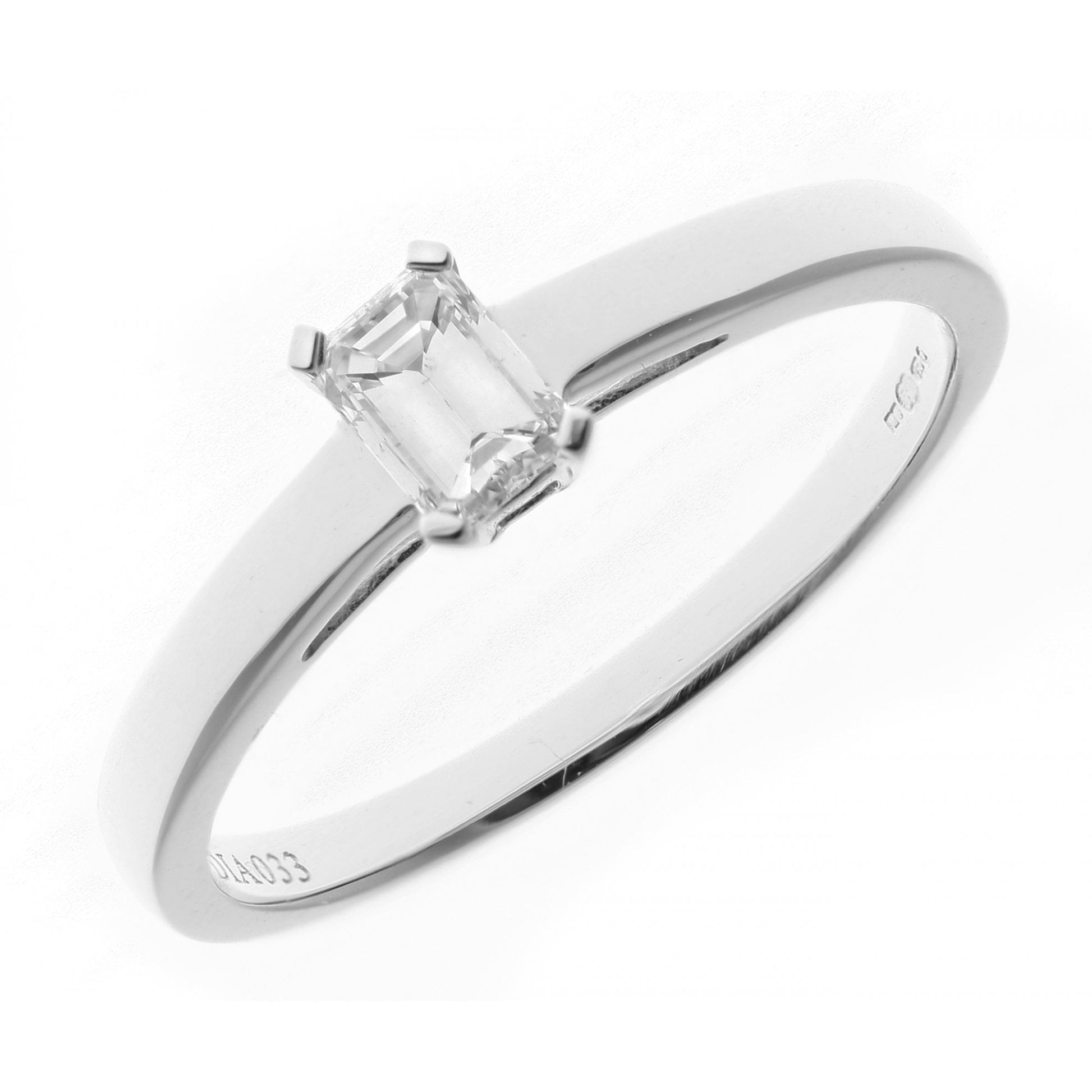 SPARKLD 18ct White Gold J/I1 Certified Princess Cut 0.33ct Diamond Solitaire Engagement Ring
