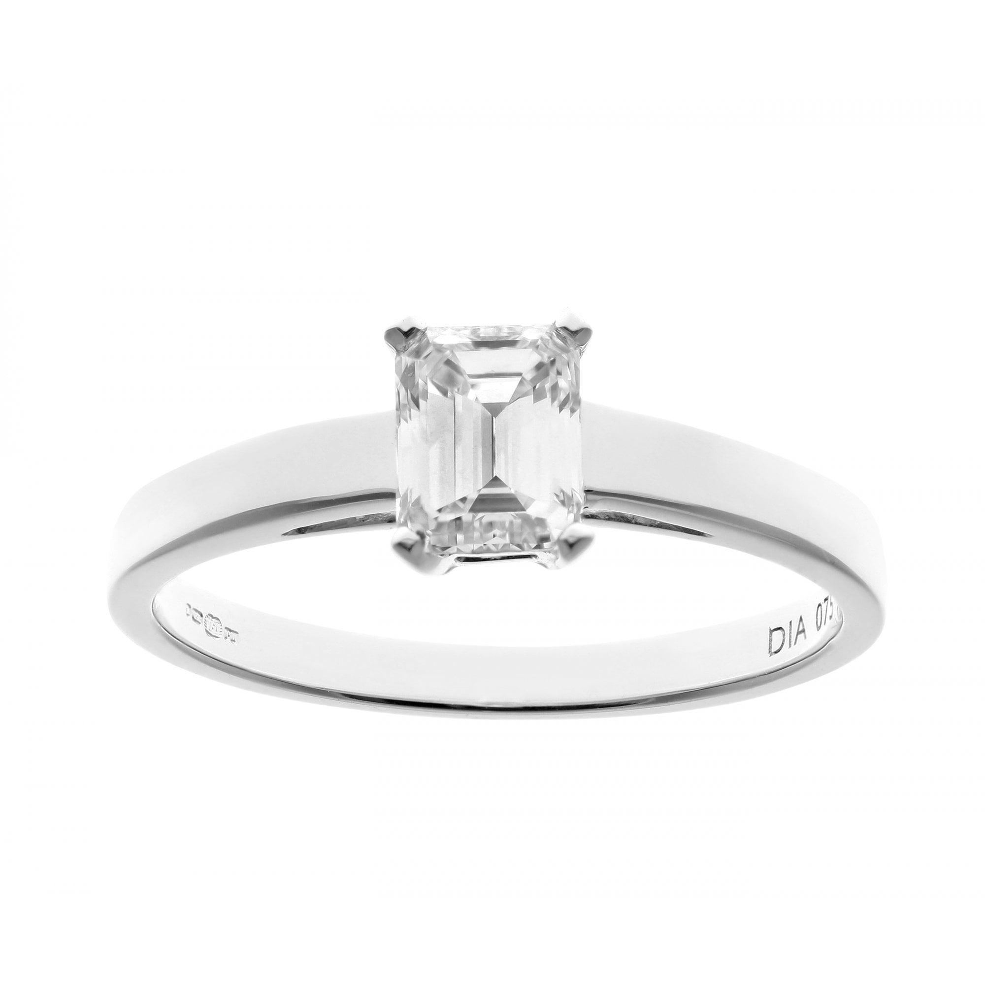 SPARKLD 18ct White Gold J/I1 Certified Princess Cut 0.75ct Diamond Solitaire Engagement Ring