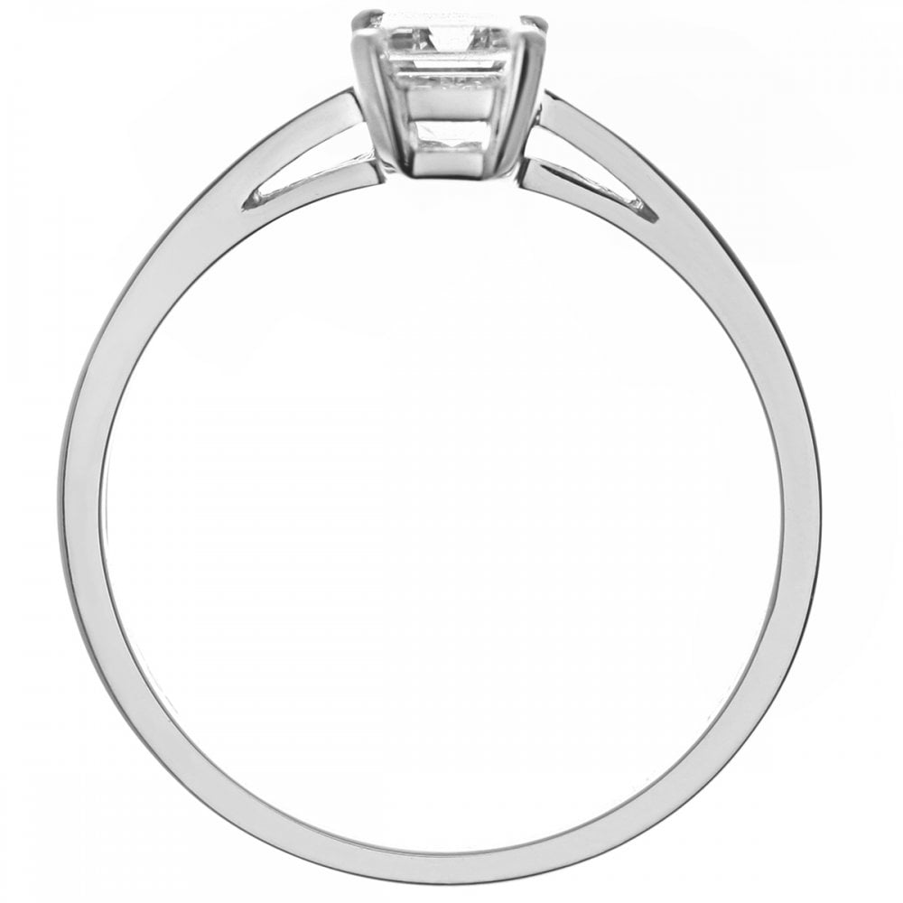 SPARKLD 18ct White Gold J/I1 Certified Princess Cut 0.75ct Diamond Solitaire Engagement Ring