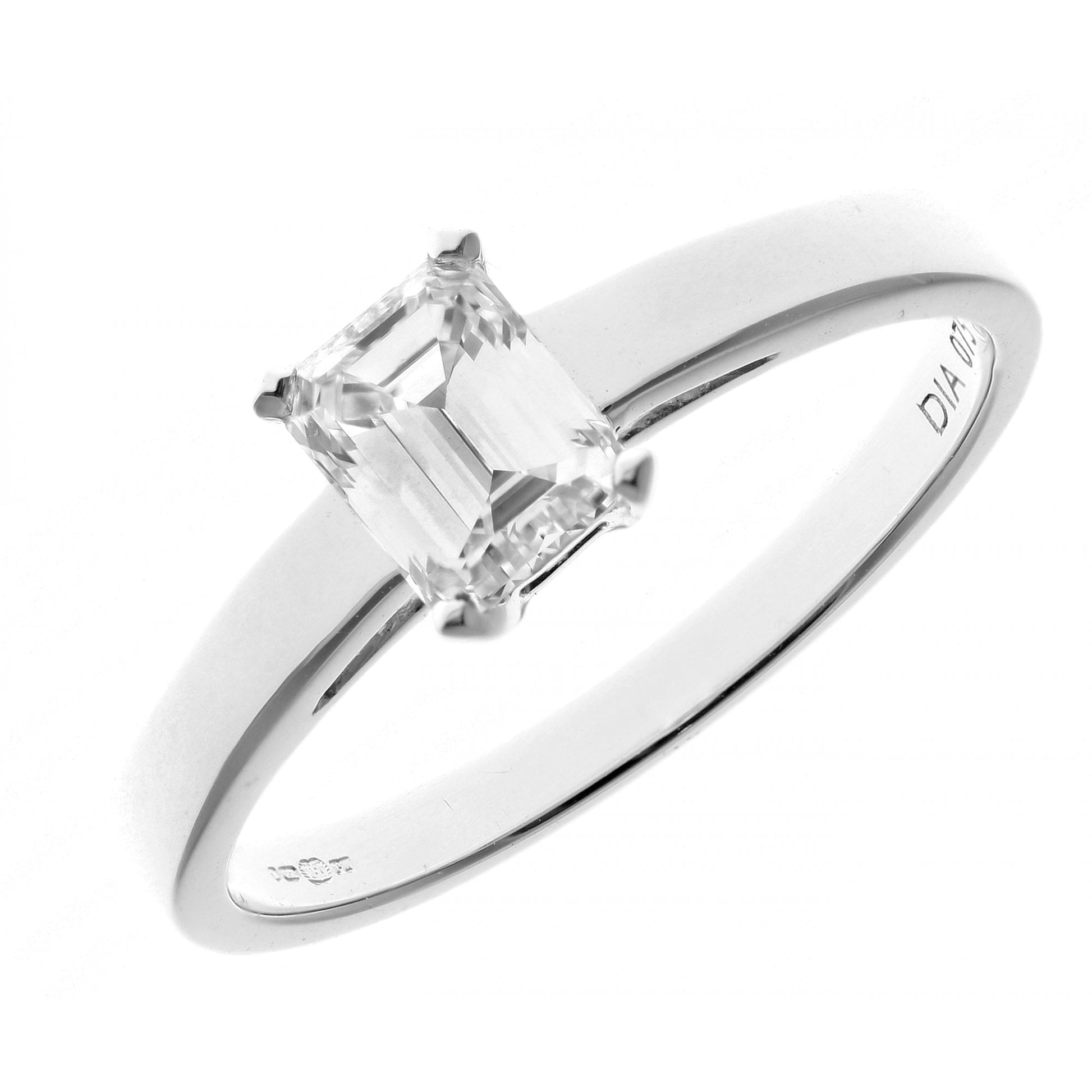 SPARKLD 18ct White Gold J/I1 Certified Princess Cut 0.75ct Diamond Solitaire Engagement Ring