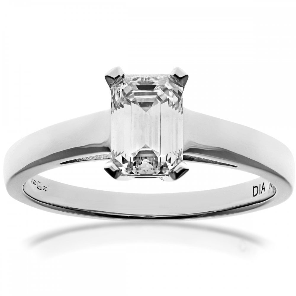 SPARKLD 18ct White Gold J/I1 Certified Princess Cut 0.75ct Diamond Solitaire Engagement Ring