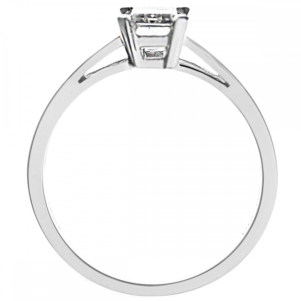 SPARKLD 18ct White Gold J/I1 Certified Princess Cut 0.75ct Diamond Solitaire Engagement Ring