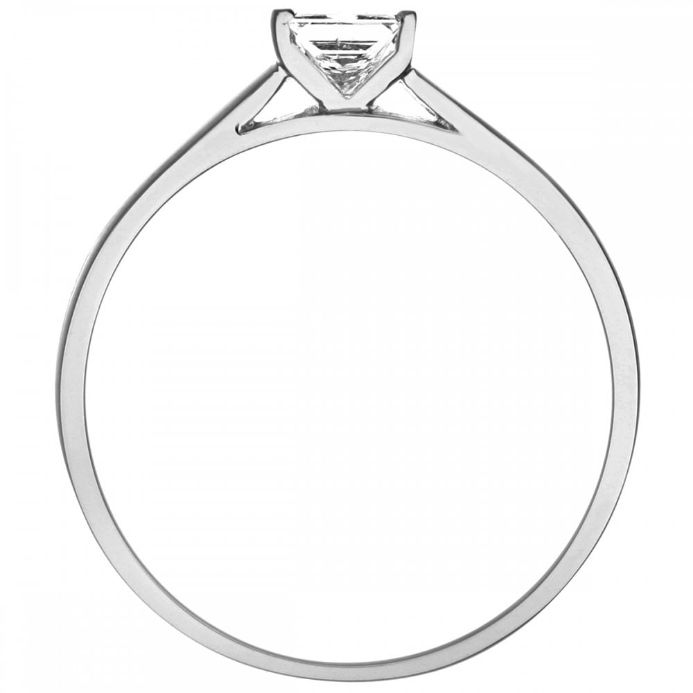 SPARKLD 18ct White Gold J/I1 Certified Princess Cut 0.25ct Diamond Solitaire Engagement Ring