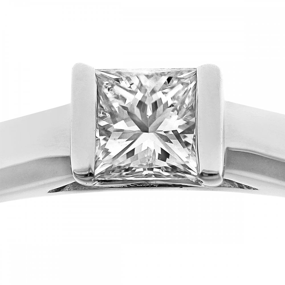 SPARKLD 18ct White Gold J/I1 Certified Princess Cut 0.25ct Diamond Solitaire Engagement Ring