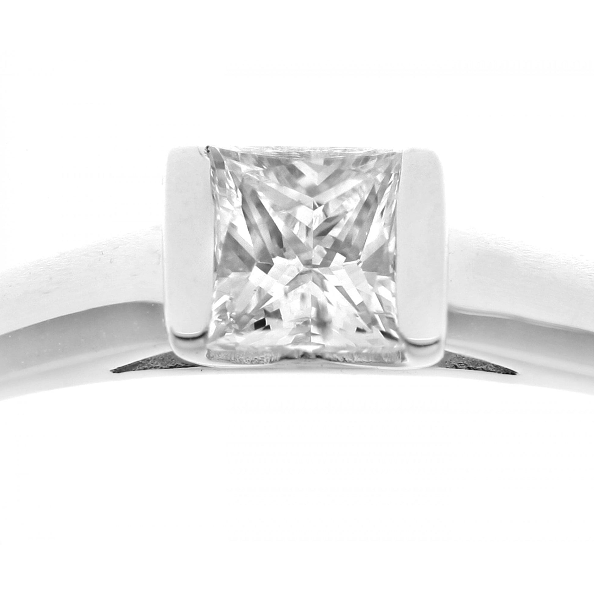 SPARKLD 18ct White Gold J/I1 Certified Princess Cut 0.33ct Diamond Solitaire Engagement Ring