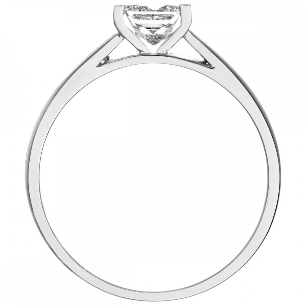 SPARKLD 18ct White Gold J/I1 Certified Princess Cut 0.50ct Diamond Solitaire Engagement Ring