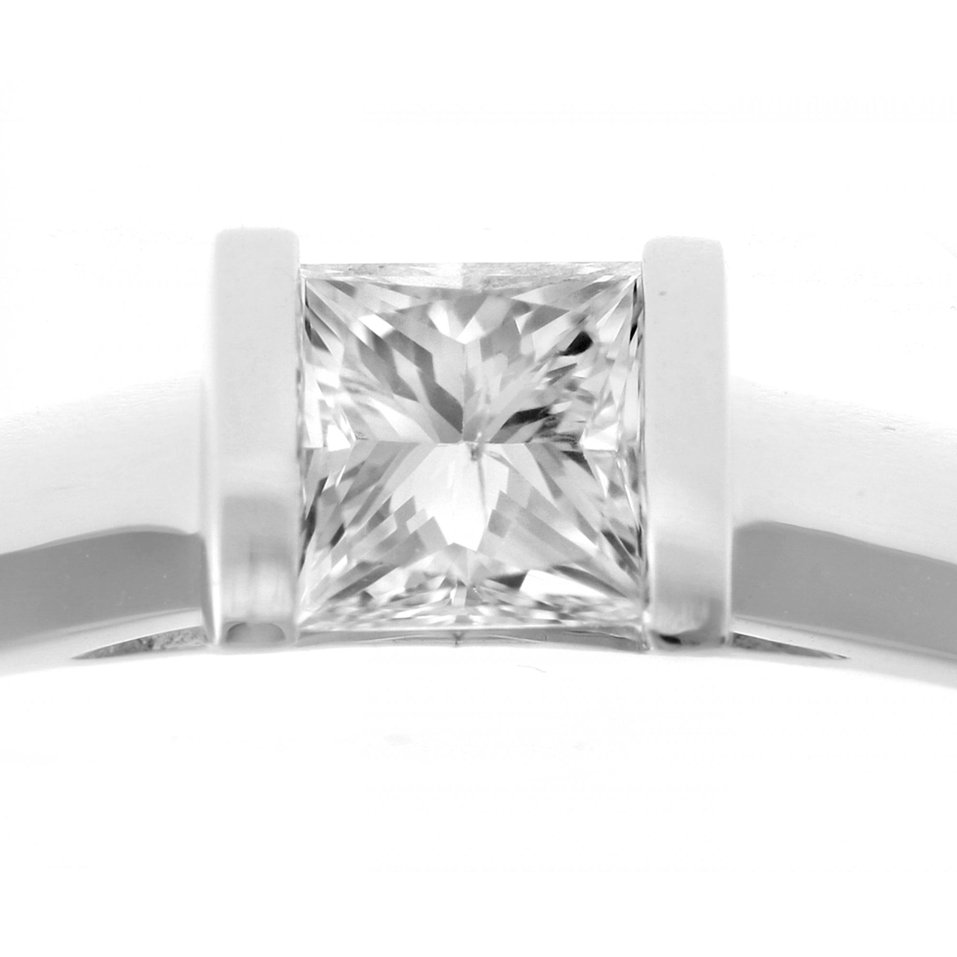 SPARKLD 18ct White Gold J/I1 Certified Princess Cut 0.50ct Diamond Solitaire Engagement Ring