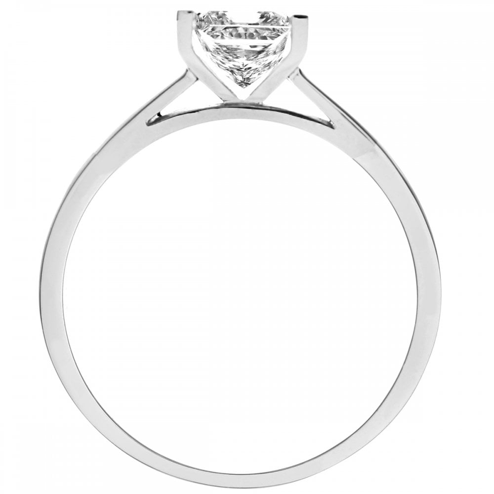 SPARKLD 18ct White Gold J/I1 Certified Princess Cut 0.75ct Diamond Solitaire Engagement Ring