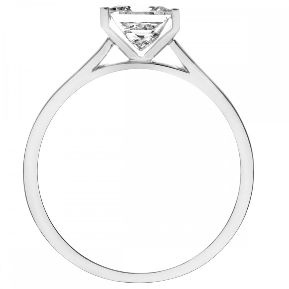 SPARKLD 18ct White Gold J/I1 Certified Princess Cut 1.00ct Diamond Solitaire Engagement Ring