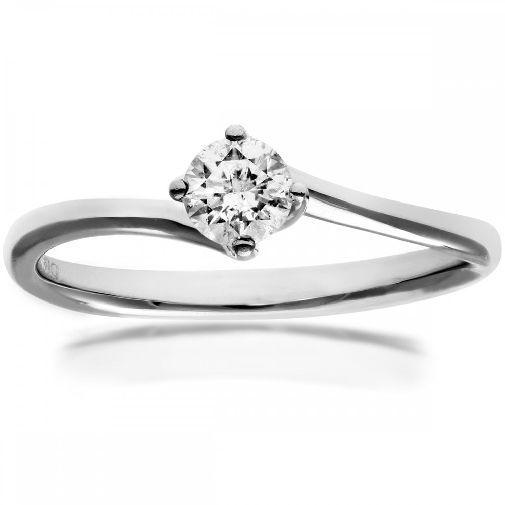 SPARKLD 18ct White Gold J/I1 Certified Round Brilliant 0.25ct Diamond Solitaire Engagement Ring