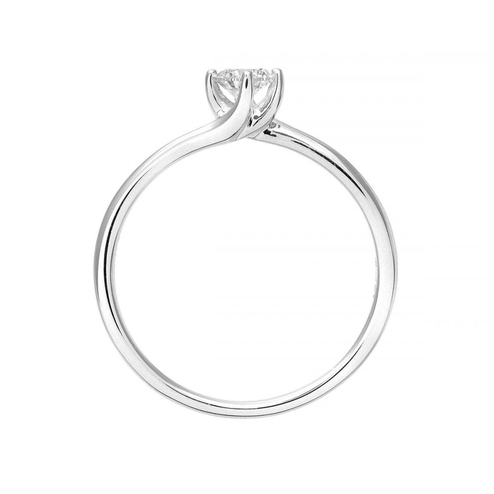 SPARKLD 18ct White Gold J/I1 Certified Round Brilliant 0.25ct Diamond Solitaire Engagement Ring