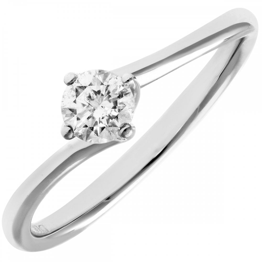 SPARKLD 18ct White Gold J/I1 Certified Round Brilliant 0.25ct Diamond Solitaire Engagement Ring