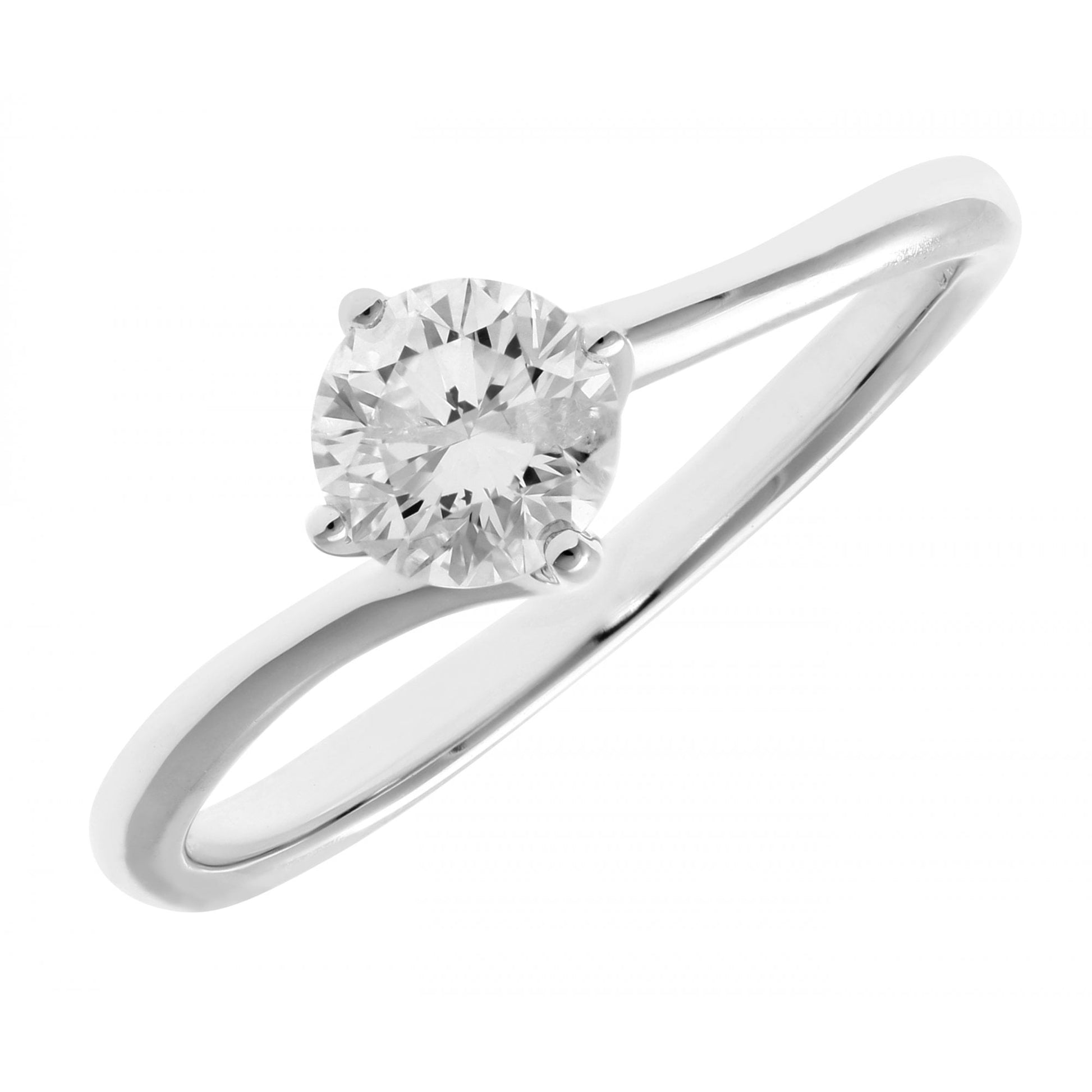 SPARKLD 18ct White Gold J/I1 Certified Round Brilliant Cut 0.50ct Diamond Solitaire Engagement Ring