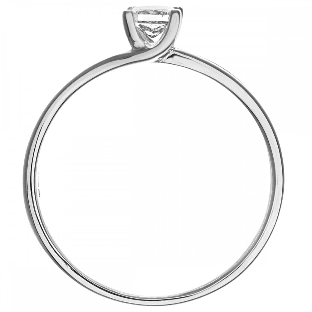 SPARKLD 18ct White Gold J/I1 Certified Princess Cut 0.25ct Diamond Solitaire Engagement Ring