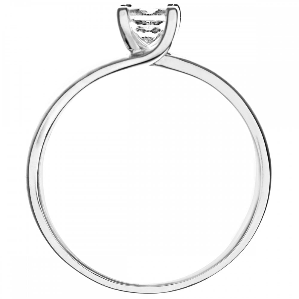 SPARKLD 18ct White Gold J/I1 Certified Princess Cut 0.50ct Diamond Solitaire Engagement Ring