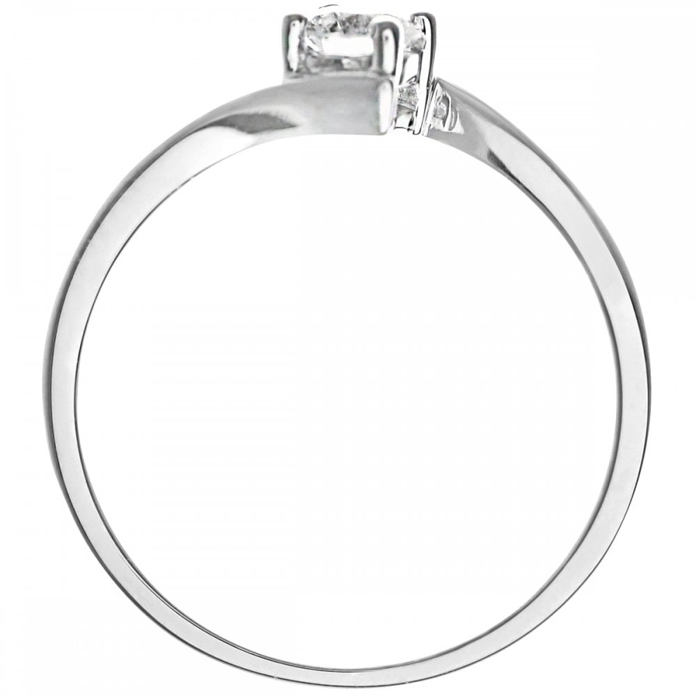 SPARKLD 18ct White Gold Crossover Solitaire Engagement Ring/I1 Certified 0.25ct Round Brilliant Diamond