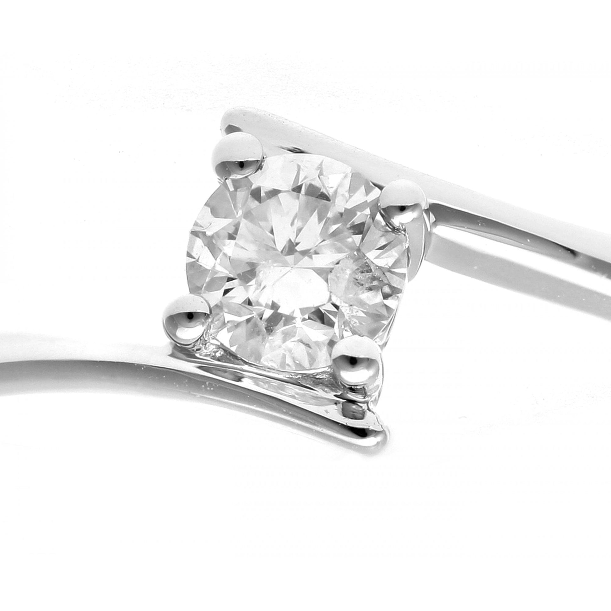 SPARKLD 18ct White Gold Crossover Solitaire Engagement Ring/I1 Certified 0.25ct Round Brilliant Diamond