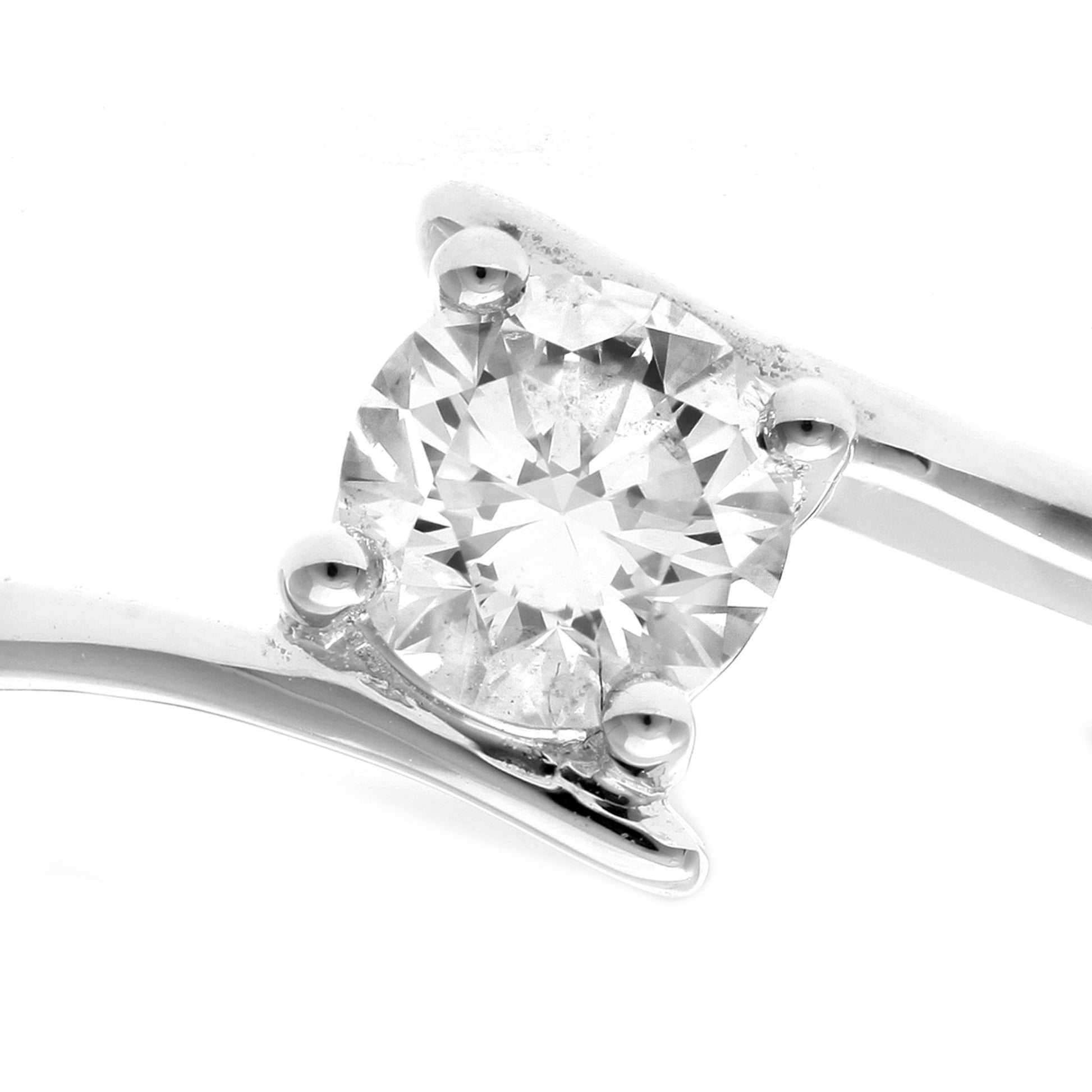 SPARKLD 18ct White Gold J/I1 Round Brilliant 0.50ct Diamond Crossover Solitaire Engagement Ring