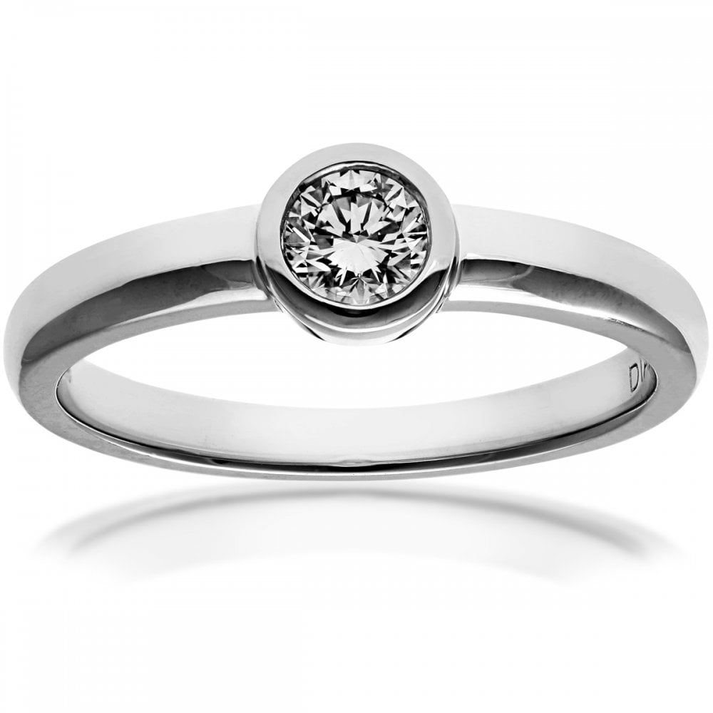 SPARKLD 18ct White Gold J/I1 Certified Round Brilliant 0.25ct Diamond Solitaire Engagement Ring