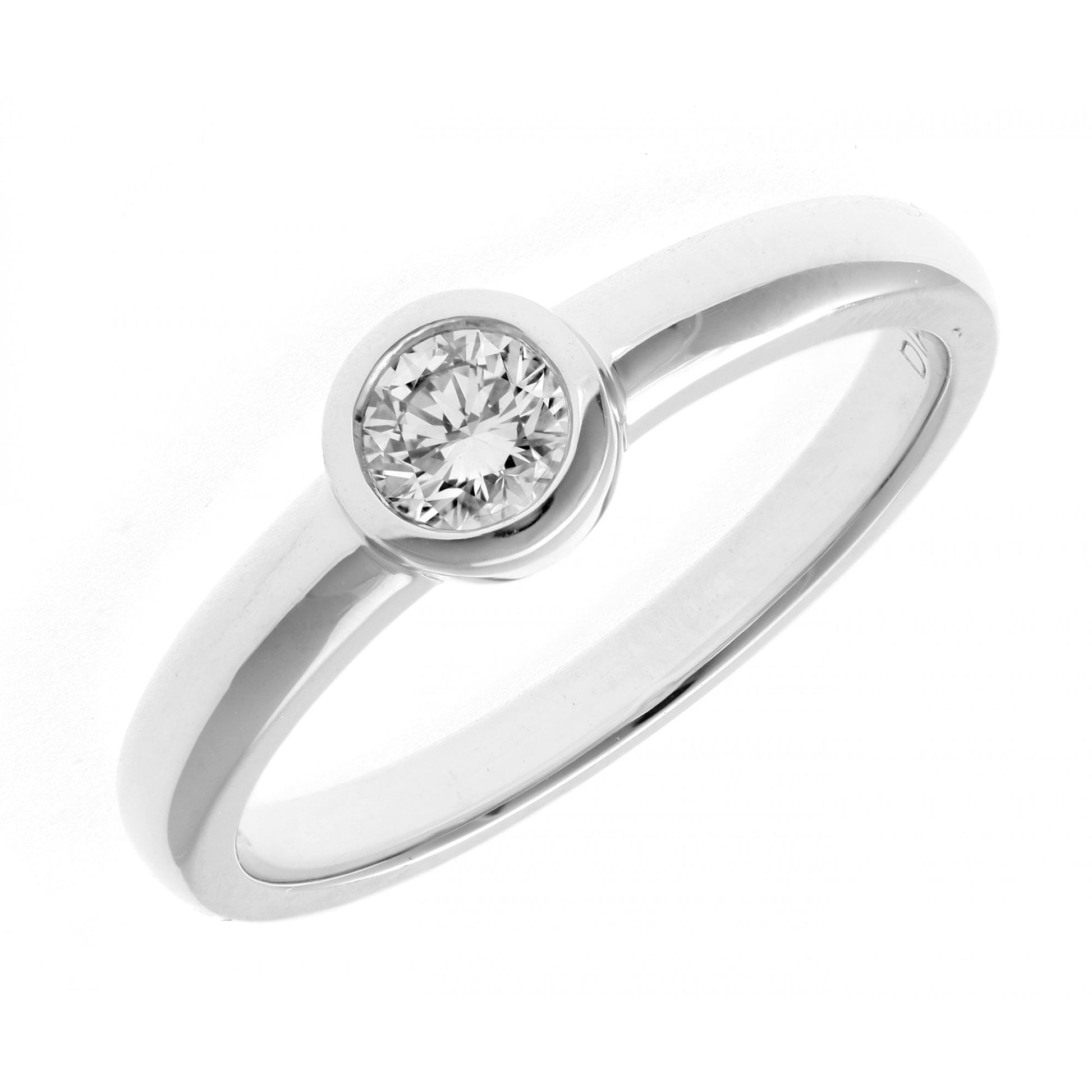 SPARKLD 18ct White Gold J/I1 Certified Round Brilliant 0.25ct Diamond Solitaire Engagement Ring