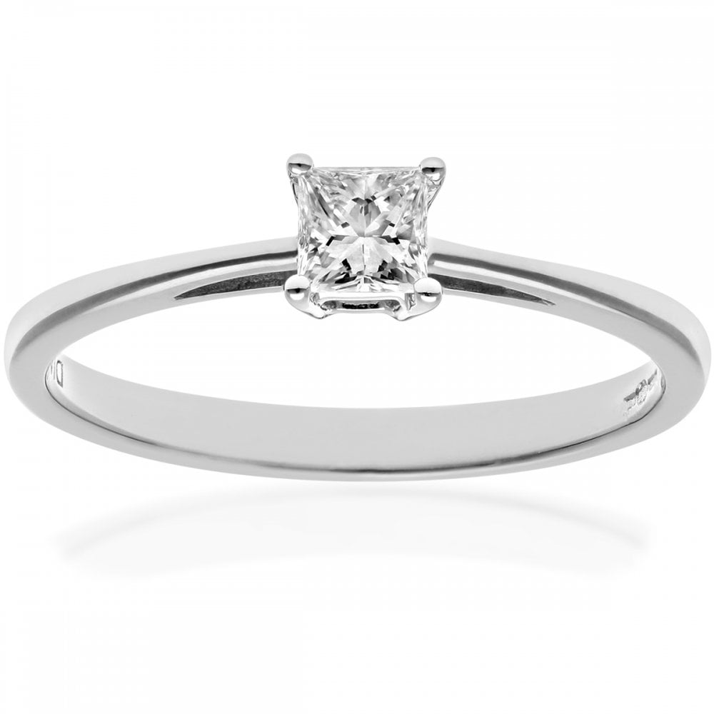 SPARKLD Platinum J/I Certified Princess Cut 0.25ct Solitaire Engagement Ring