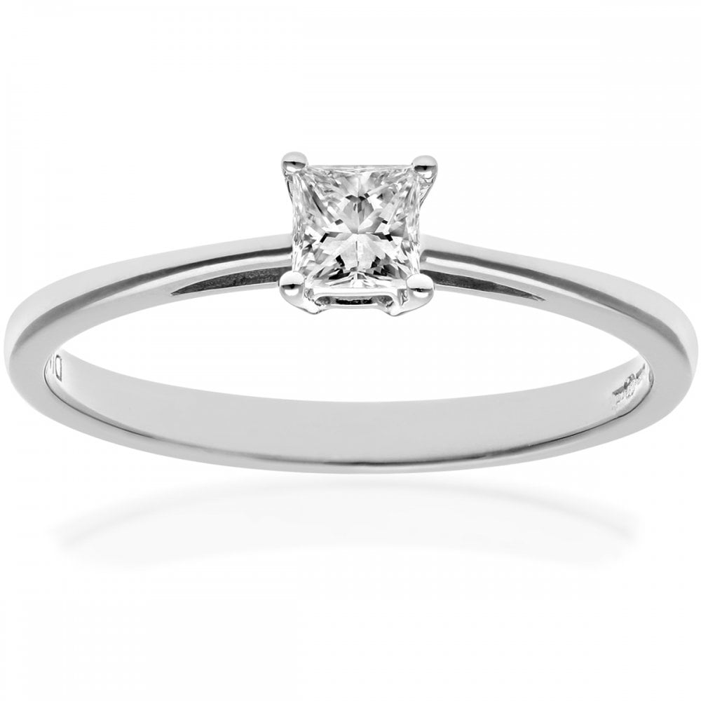 SPARKLD Platinum J/SI Certified Princess Cut 0.25ct Solitaire Engagement Ring