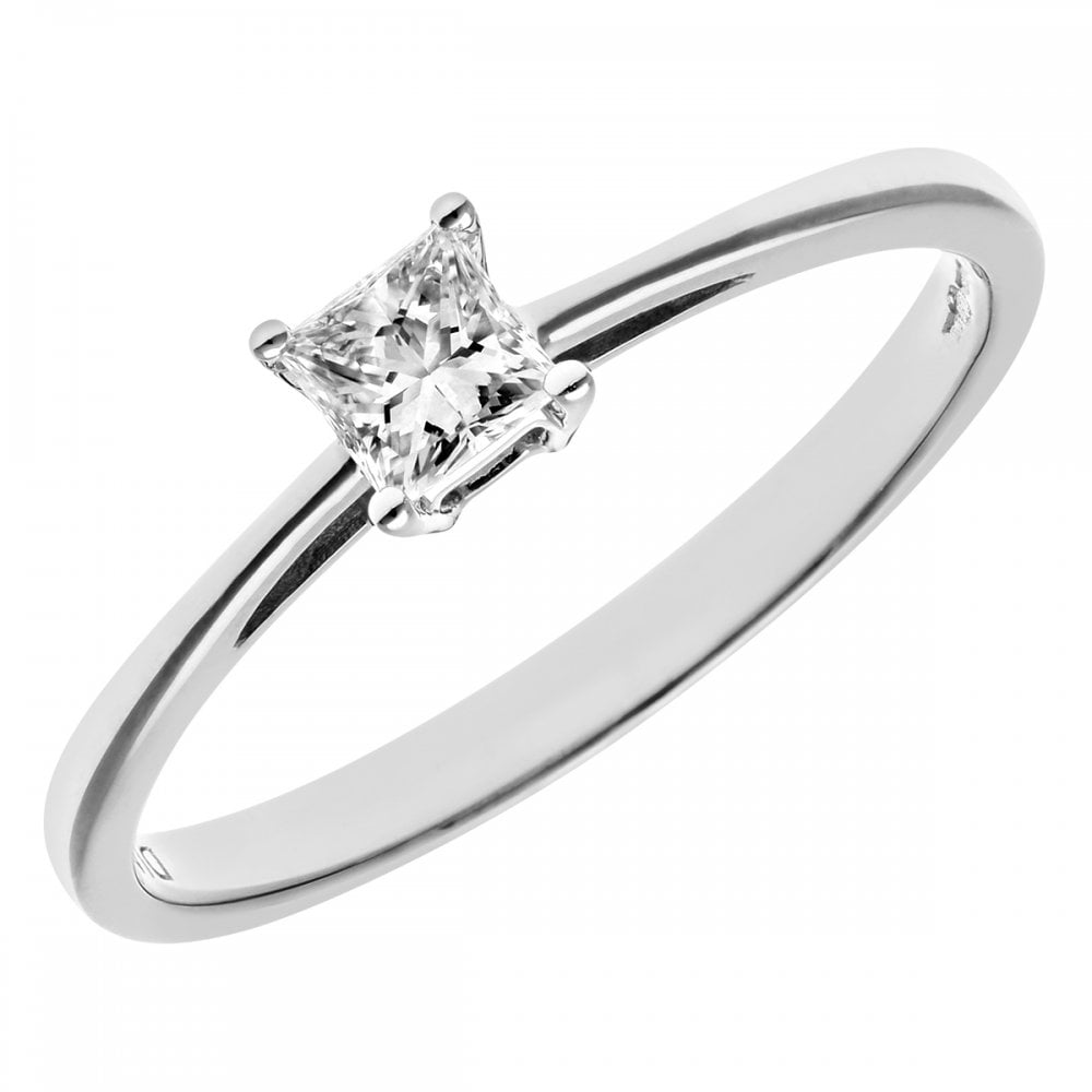 SPARKLD Platinum J/SI Certified Princess Cut 0.25ct Solitaire Engagement Ring