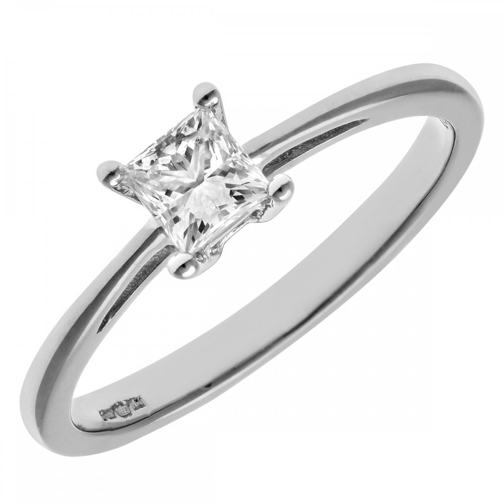 SPARKLD Platinum J/I Certified Princess Cut 0.33ct Solitaire Engagement Ring