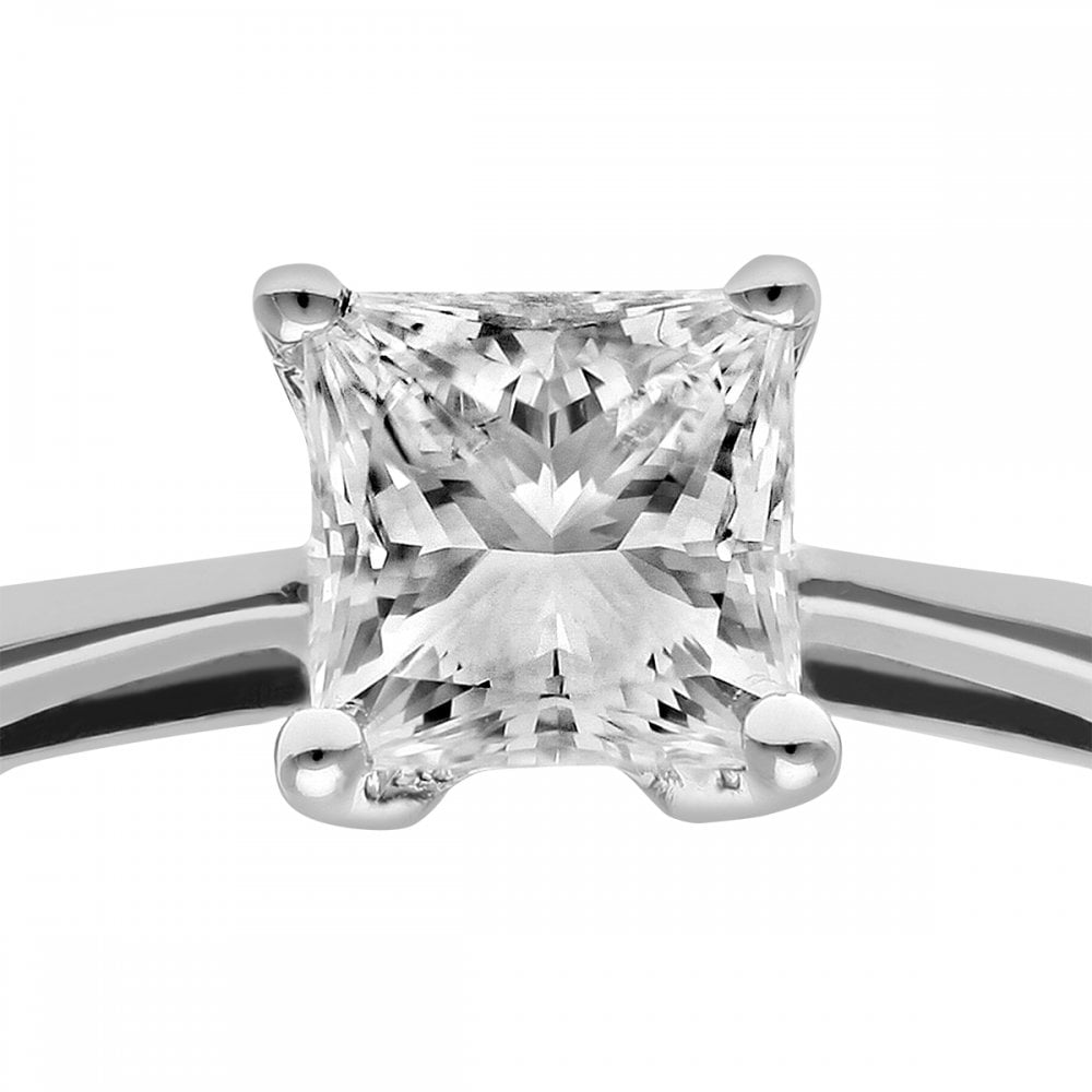 SPARKLD Platinum Solitaire Engagement Ring/I Certified 0.50ct Diamonds princess Cut