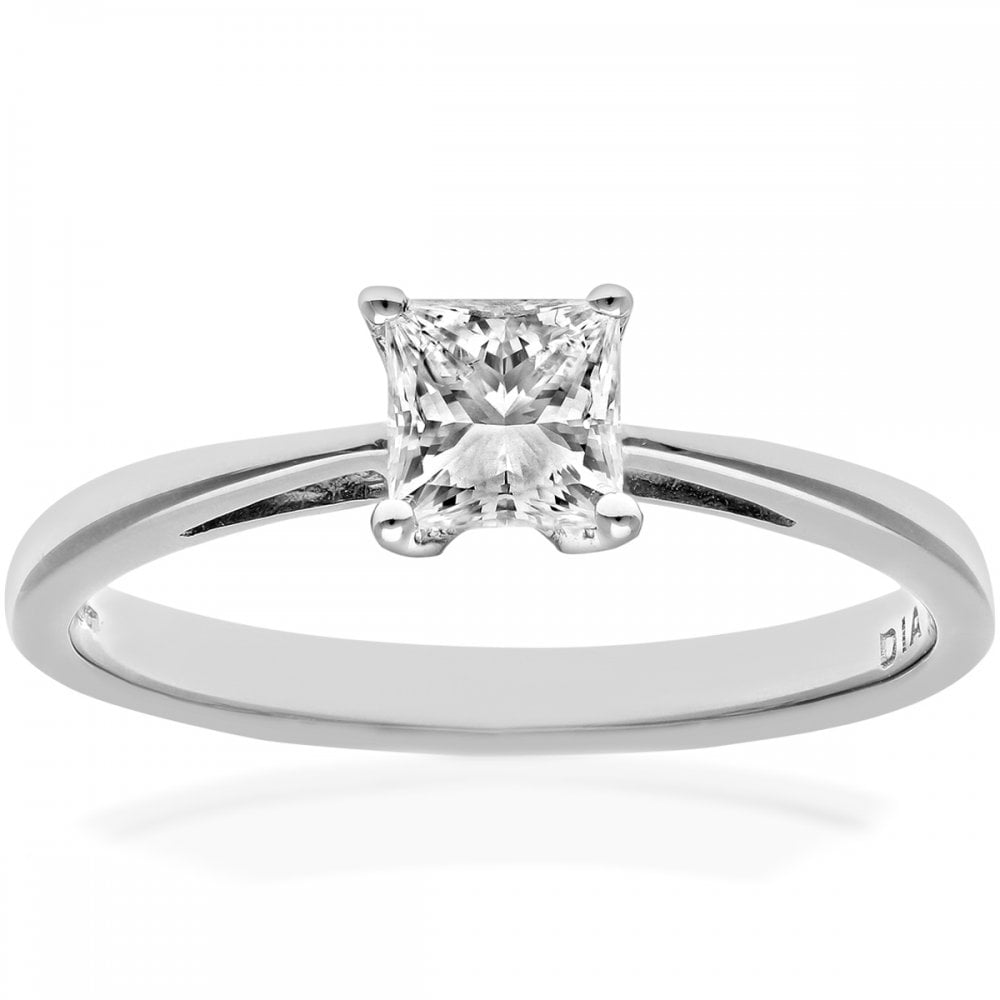 SPARKLD Platinum J/SI Certified Princess Cut 0.50ct Solitaire Engagement Ring