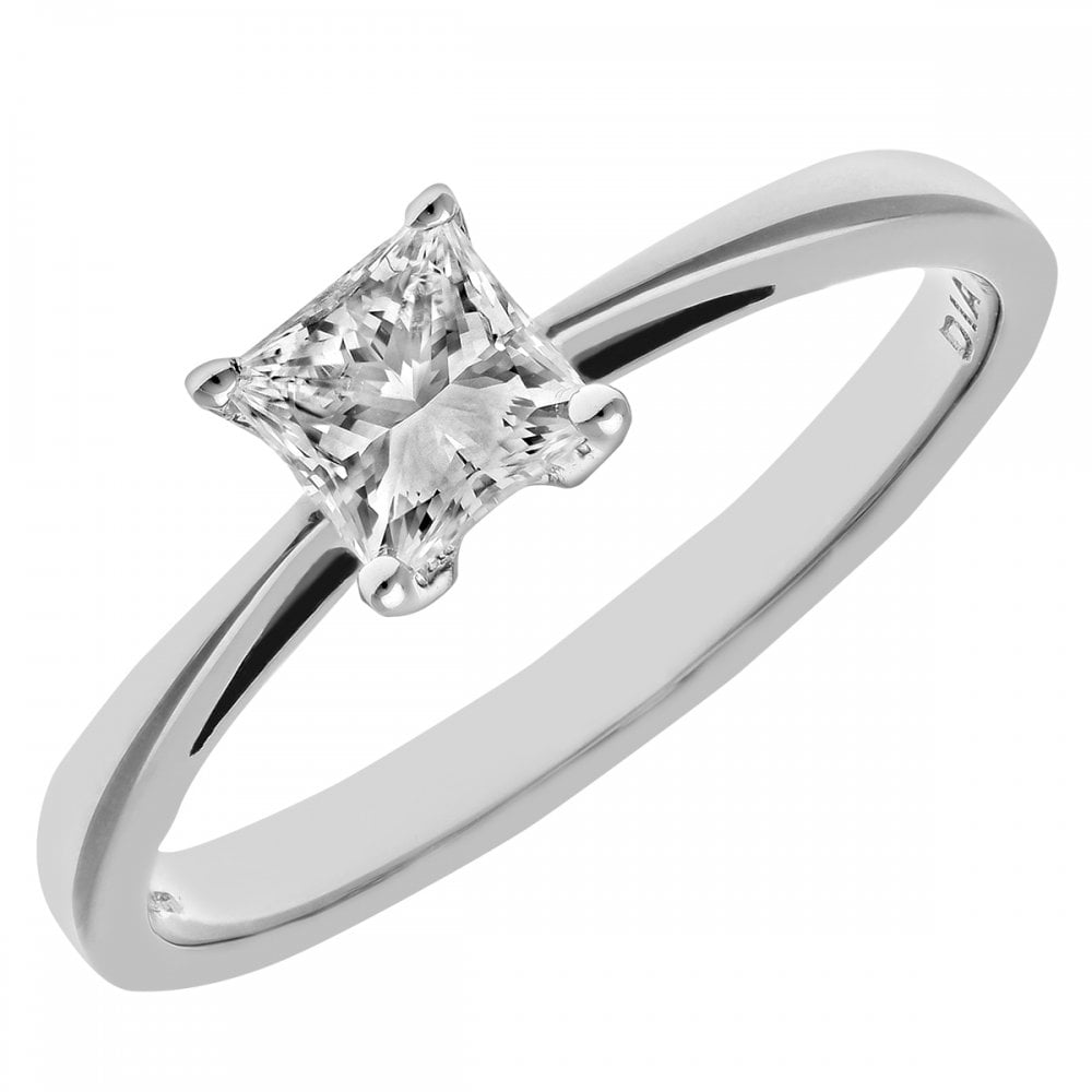 SPARKLD Platinum J/SI Certified Princess Cut 0.50ct Solitaire Engagement Ring