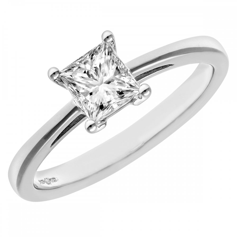SPARKLD Platinum J/SI Certified Princess Cut 0.75ct Solitaire Engagement Ring