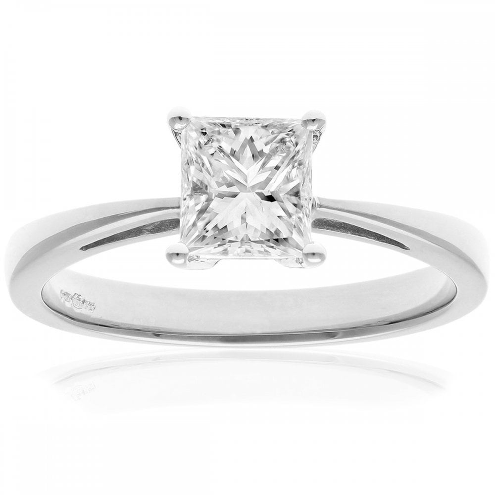 SPARKLD Platinum J/I Certified Princess Cut 1.00ct Solitaire Engagement Ring