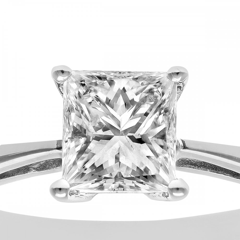 SPARKLD Platinum J/I Certified Princess Cut 1.00ct Solitaire Engagement Ring